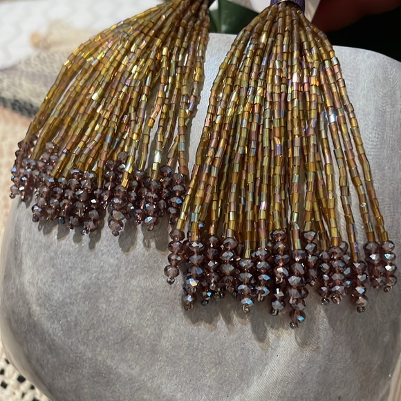 💜💛GEAUX TIGERS 💛💜 PURPLE & GOLD STATEMENT EARRINGS - Picture 4 of 8